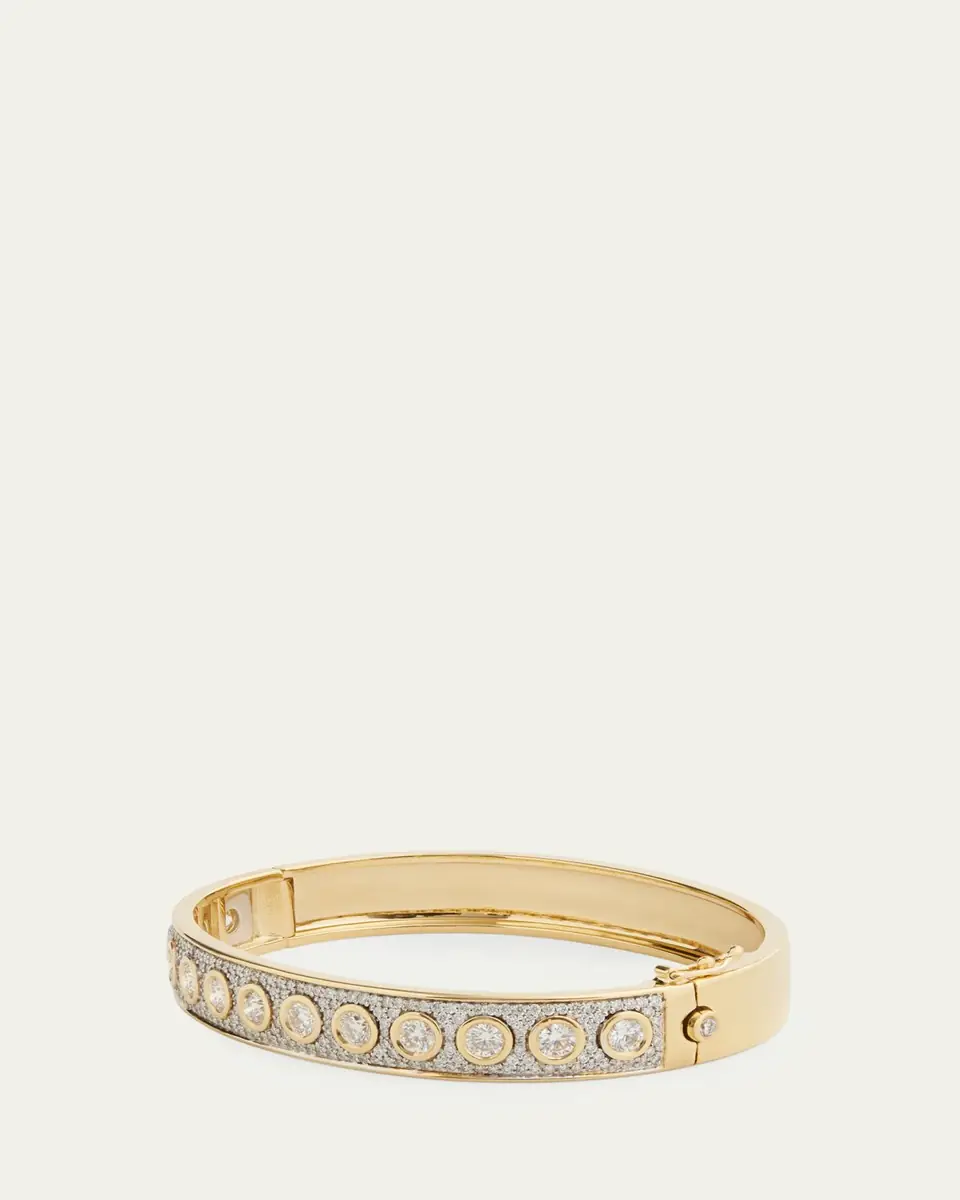 Jamie Wolf 18K Yellow & White Gold Bezel-Set & Pave Diamond Hinge Bangle | Thumbnail 3