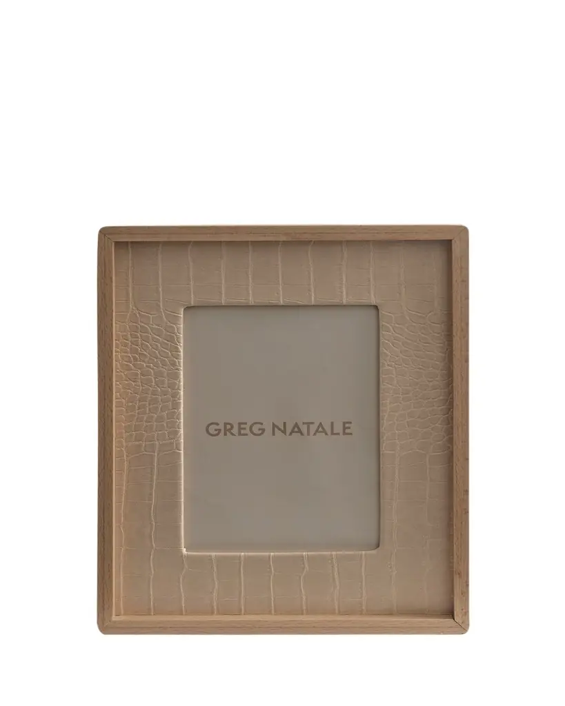 Greg Natale Terreno Wood & Croc-Embossed Vegan Leather Frame, 5" x 7" | Image 1 Greg Natale Terreno Wood & Croc-Embossed Vegan Leather Frame, 5" x 7" | Image 1