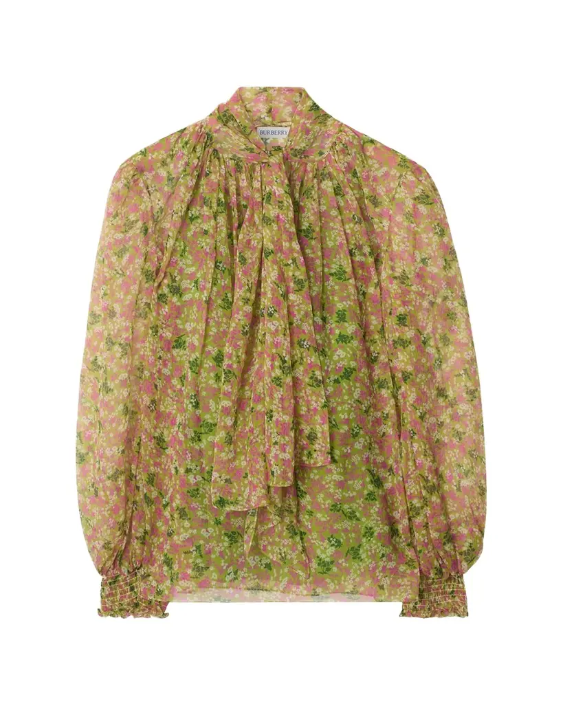 Burberry Lila Floral Silk Scarf-Tie Blouse | Image 1 Burberry Lila Floral Silk Scarf-Tie Blouse | Image 1