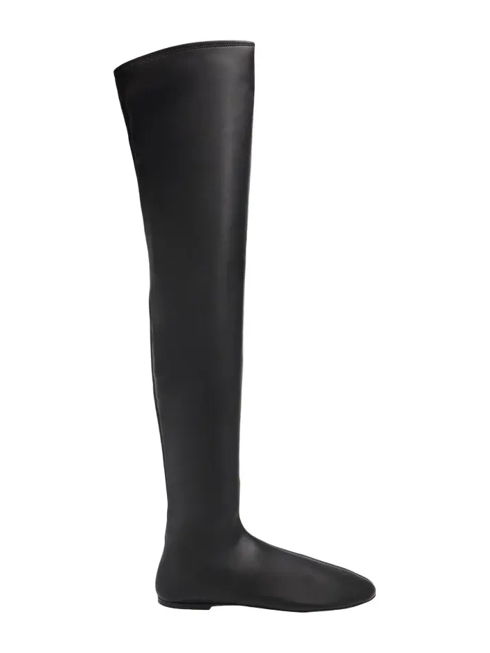 Tee Stretch Faux Leather Over-The-Knee Boots