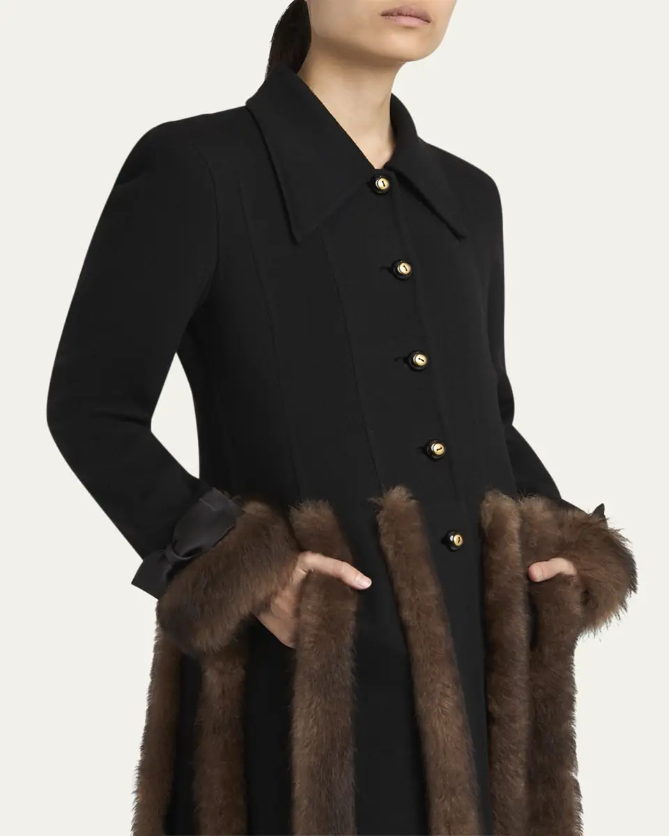 Valentino Garavani Sheep Shearling-Trim Single-Breasted Cashmere Coat | Thumbnail 5 Valentino Garavani Sheep Shearling-Trim Single-Breasted Cashmere Coat | Thumbnail 5