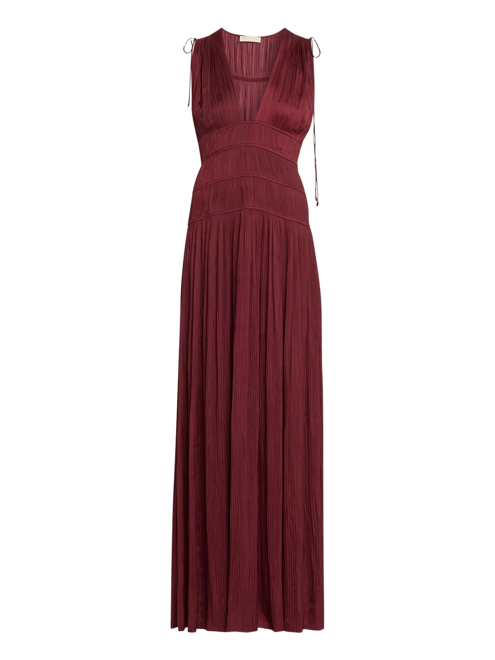 Tasneem Pleated Deep-V Satin Gown