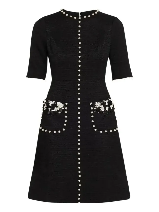 Rickie Freeman for Teri Jon Bead-Embellished Boucle Dress