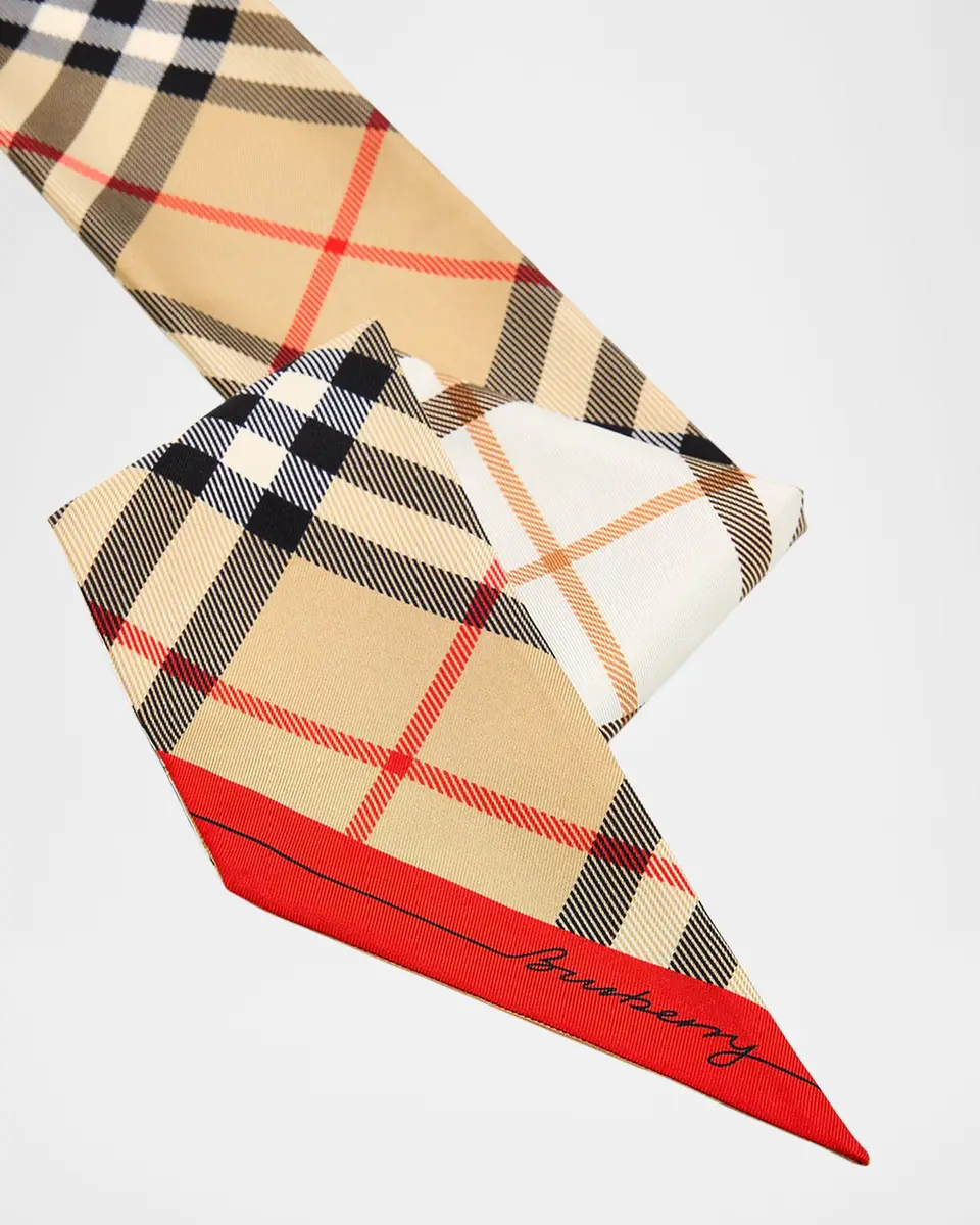 Burberry Skinny Contrast Check Silk Scarf | Thumbnail 2 Burberry Skinny Contrast Check Silk Scarf | Thumbnail 2