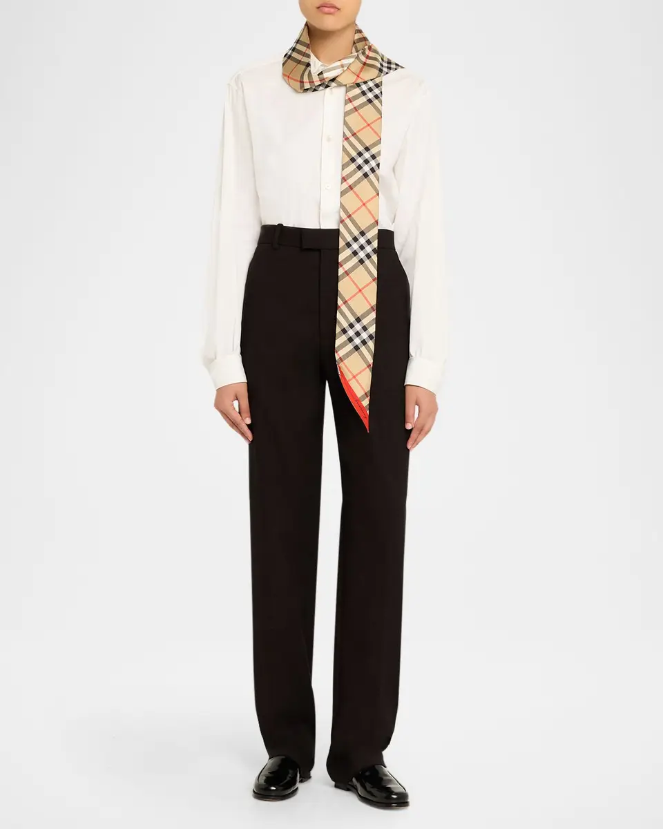 Burberry Skinny Contrast Check Silk Scarf | Thumbnail 4 Burberry Skinny Contrast Check Silk Scarf | Thumbnail 4