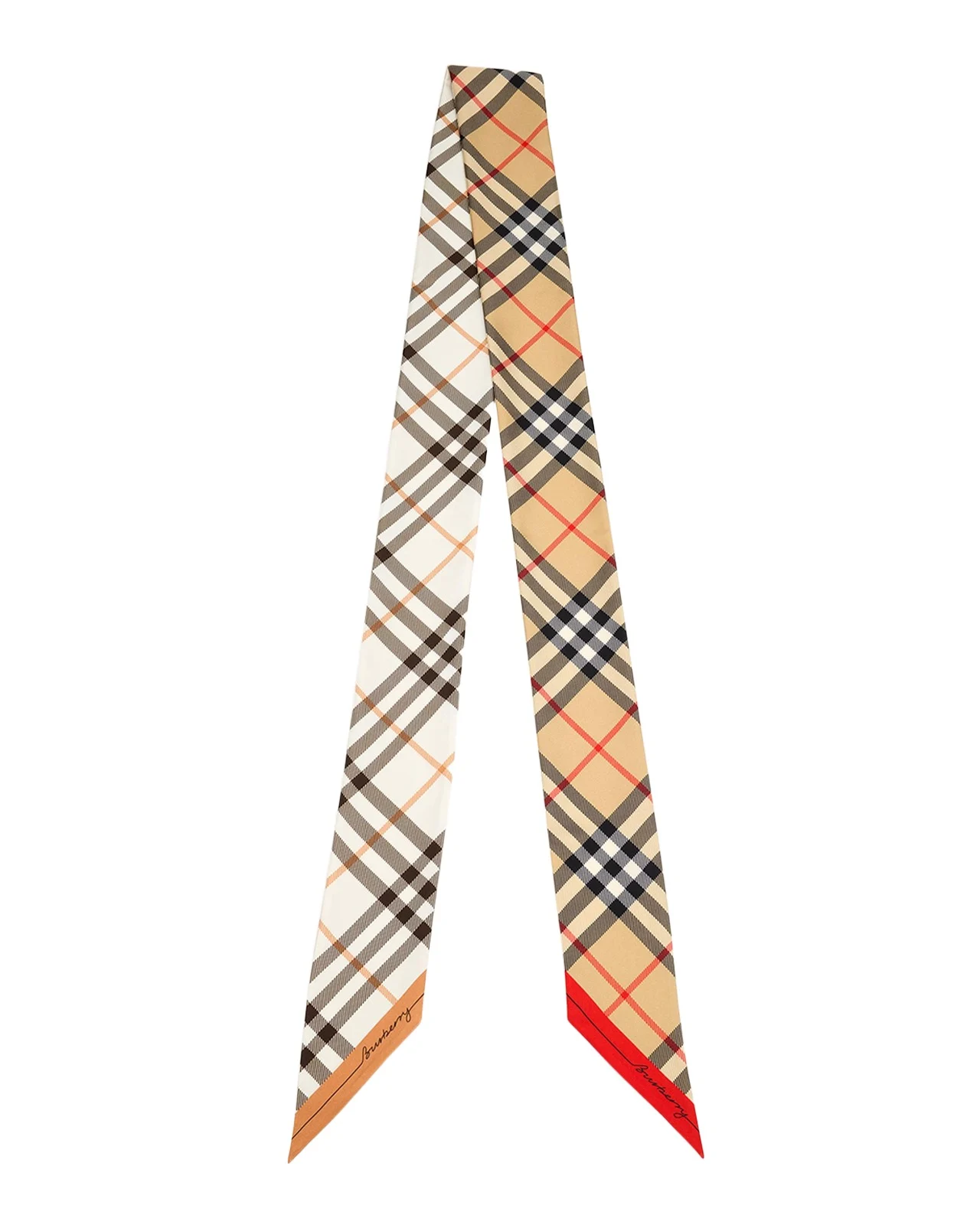 Skinny Contrast Check Silk Scarf Skinny Contrast Check Silk Scarf