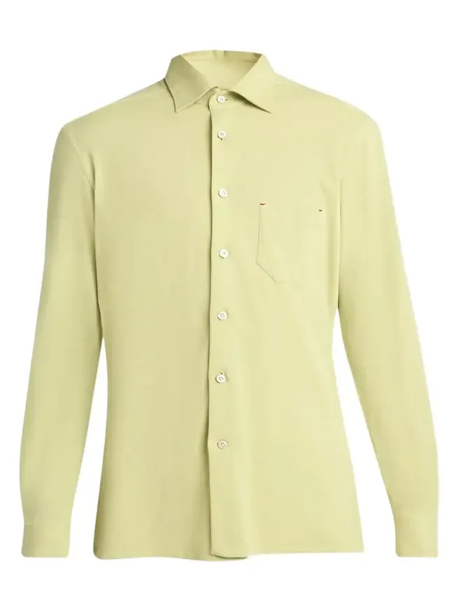 Kiton Men's Pique Button-Down Shirt with Bar Tack Pocket
