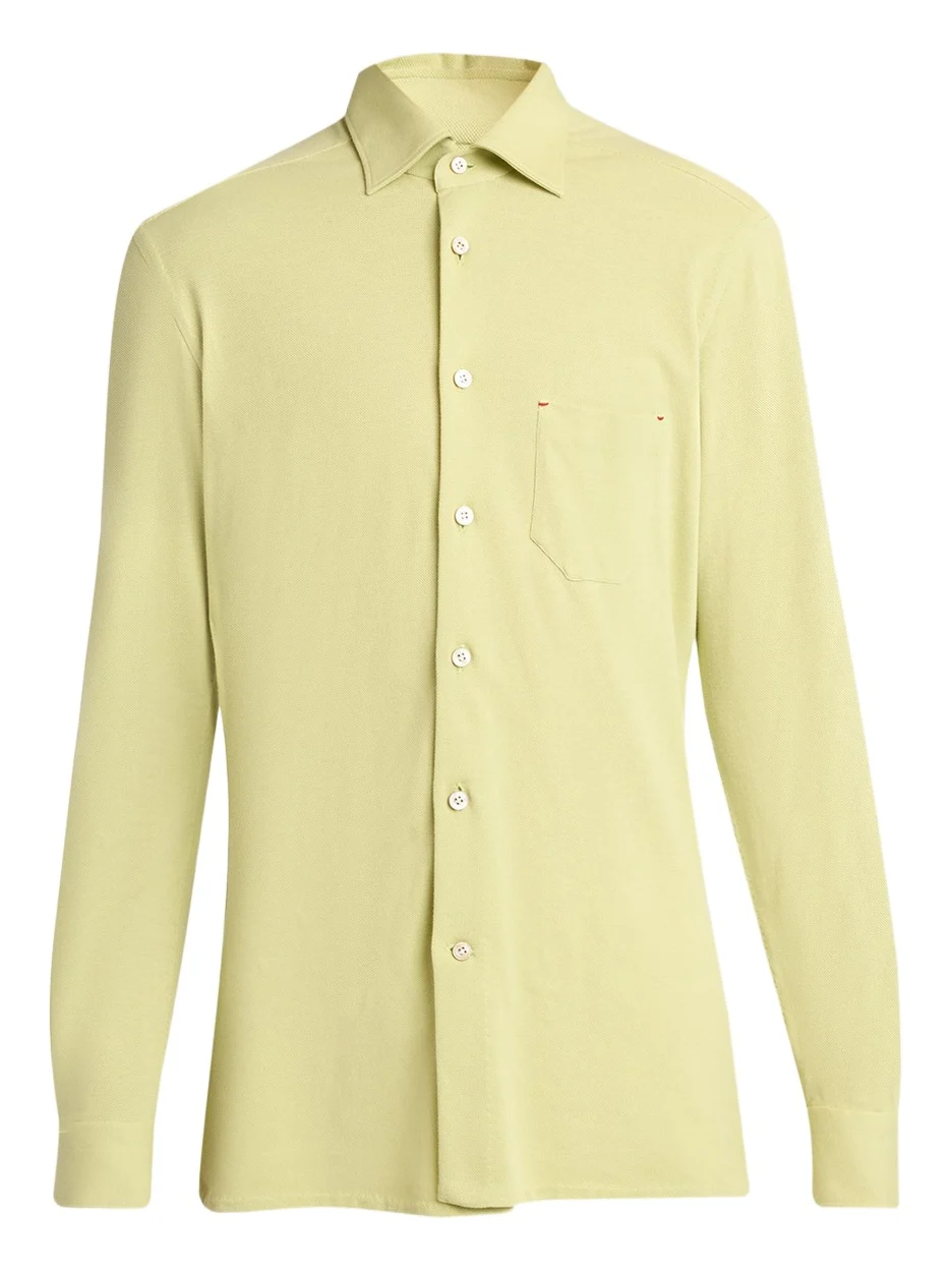 Kiton Men's Pique Button-Down Shirt with Bar Tack Pocket