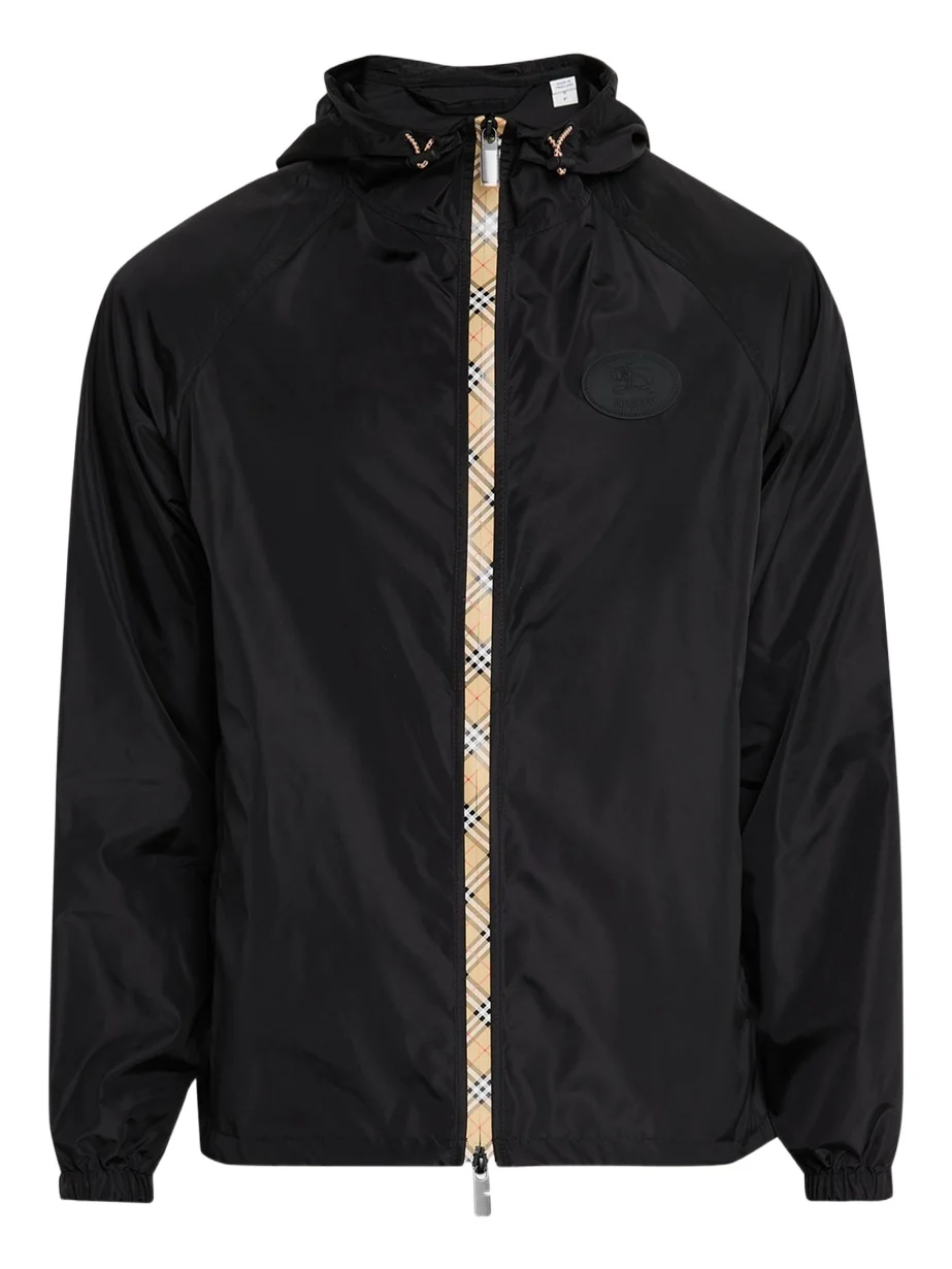 Men's Check-Tape Nylon Relaxed-Fit Hooded Jacket Men's Check-Tape Nylon Relaxed-Fit Hooded Jacket