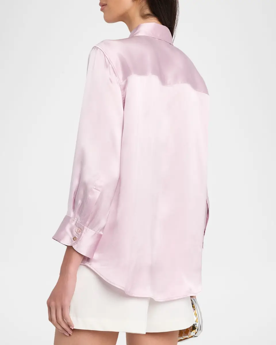 L'Agence Dani Silk Satin 3/4-Sleeve Button-Down Blouse | Thumbnail 2 L'Agence Dani Silk Satin 3/4-Sleeve Button-Down Blouse | Thumbnail 2
