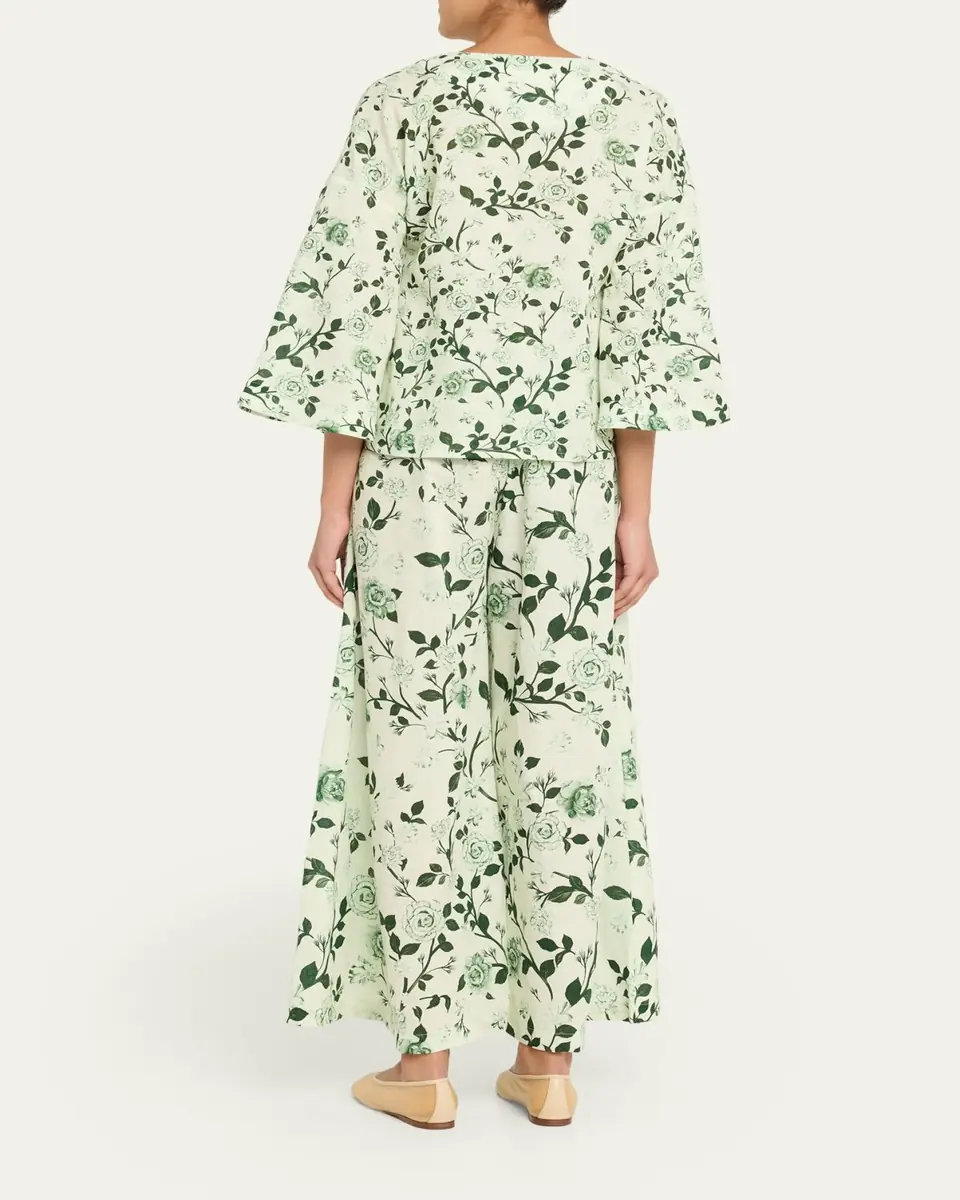 Verandah Floral Linen-Cotton Blouse & Pant Set | Thumbnail 3 Verandah Floral Linen-Cotton Blouse & Pant Set | Thumbnail 3