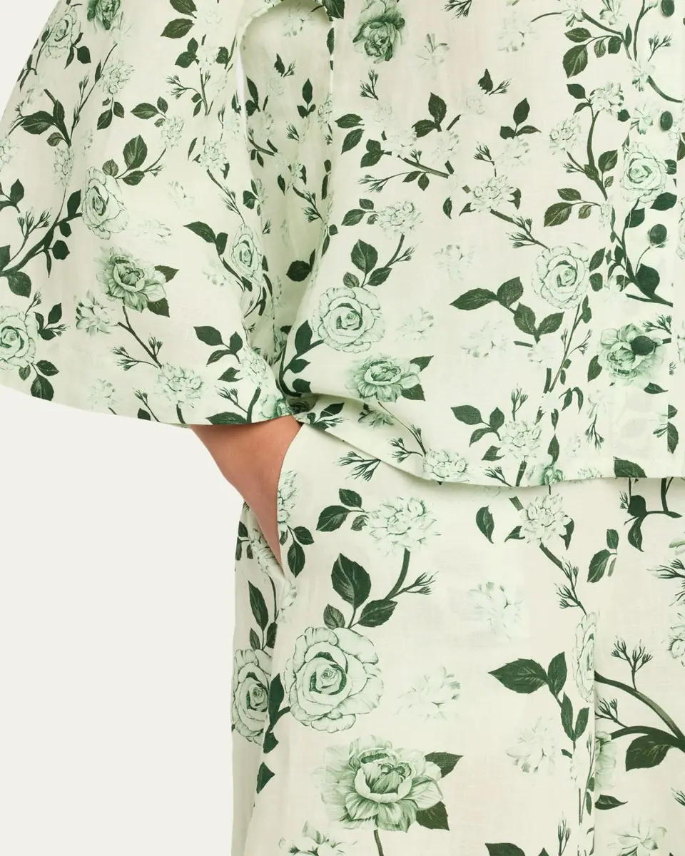 Verandah Floral Linen-Cotton Blouse & Pant Set | Thumbnail 5 Verandah Floral Linen-Cotton Blouse & Pant Set | Thumbnail 5