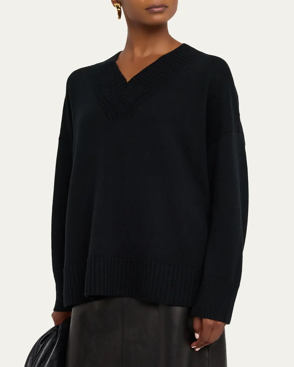 Lafayette 148 New York Cashmere Deep V-Neck Sweater | Thumbnail 4