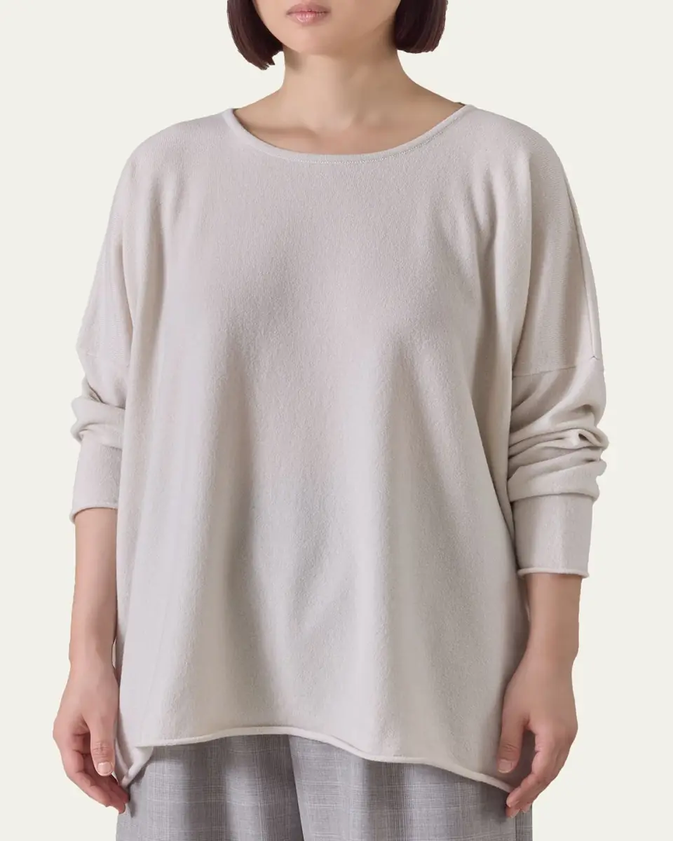 Eskandar Slim Sleeve Raw-Edge Bateau Neck Top - Mid Plus Length | Thumbnail 4 Eskandar Slim Sleeve Raw-Edge Bateau Neck Top - Mid Plus Length | Thumbnail 4