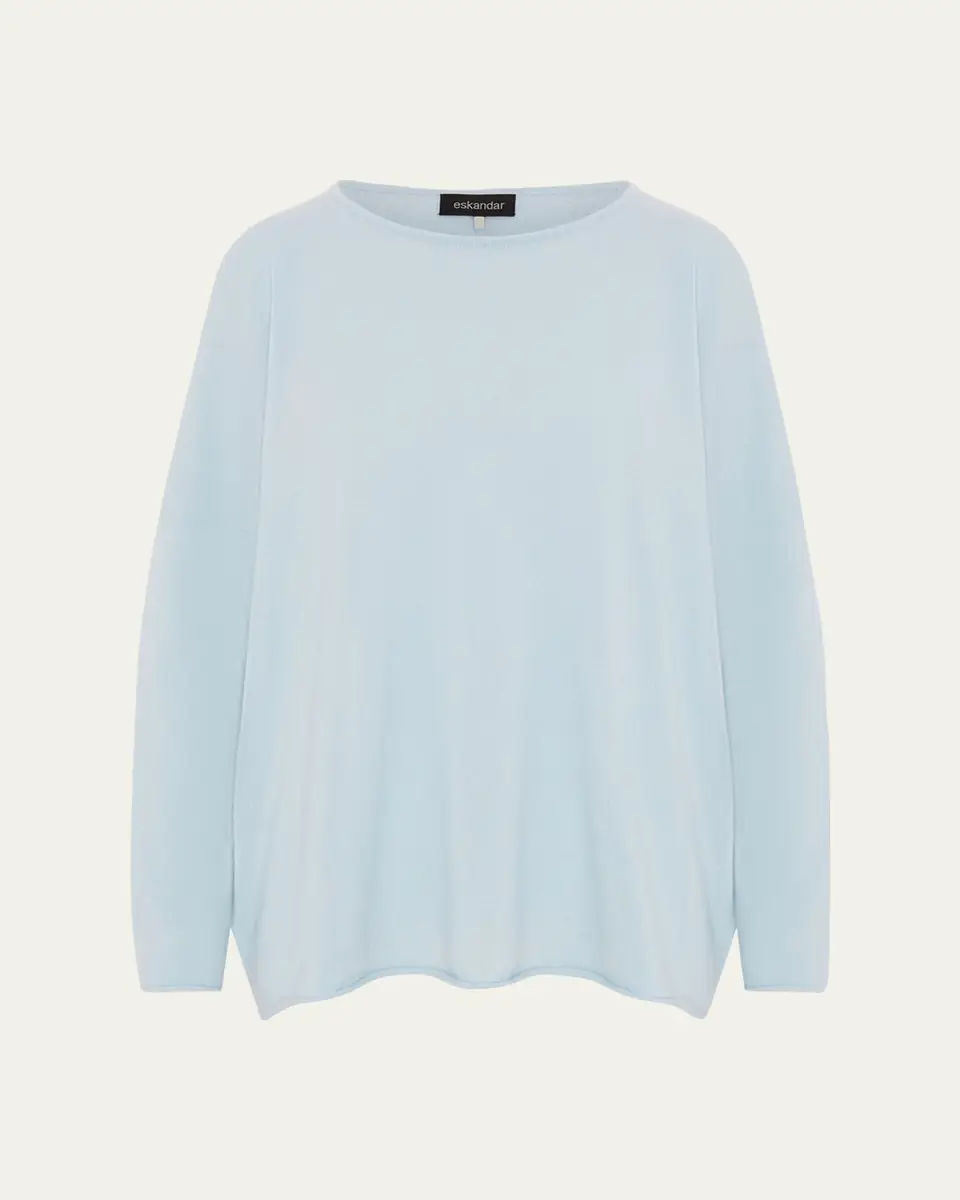 Eskandar Slim Sleeve Raw-Edge Bateau Neck Top - Mid Plus Length | Thumbnail 6 Eskandar Slim Sleeve Raw-Edge Bateau Neck Top - Mid Plus Length | Thumbnail 6