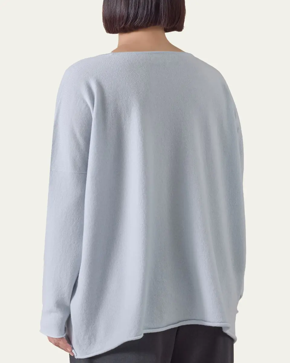 Eskandar Slim Sleeve Raw-Edge Bateau Neck Top - Mid Plus Length | Thumbnail 7 Eskandar Slim Sleeve Raw-Edge Bateau Neck Top - Mid Plus Length | Thumbnail 7
