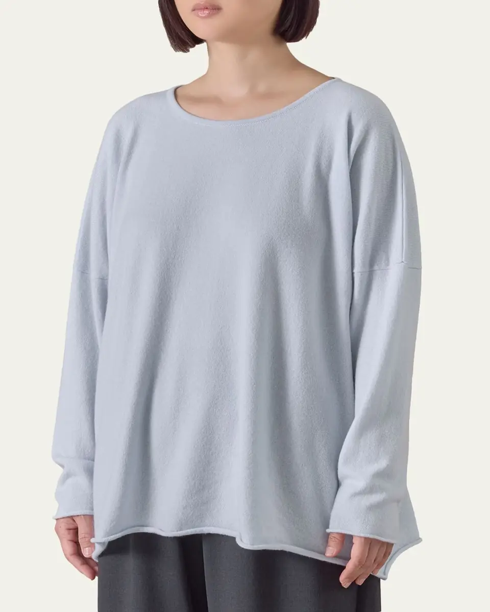 Eskandar Slim Sleeve Raw-Edge Bateau Neck Top - Mid Plus Length | Thumbnail 8 Eskandar Slim Sleeve Raw-Edge Bateau Neck Top - Mid Plus Length | Thumbnail 8