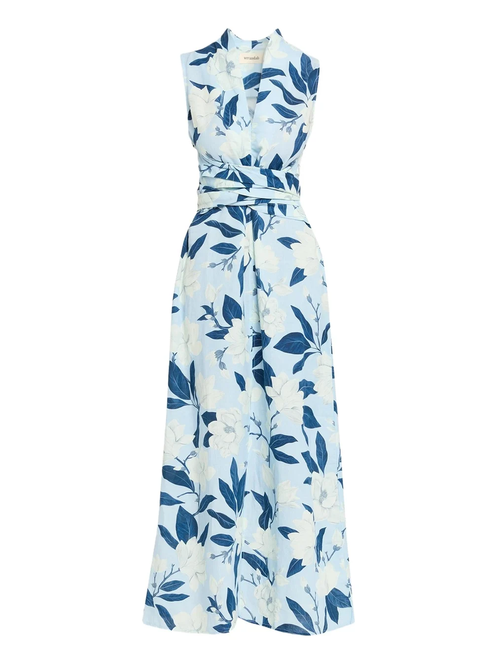 Hand-Draped Linen-Cotton Midi Dress