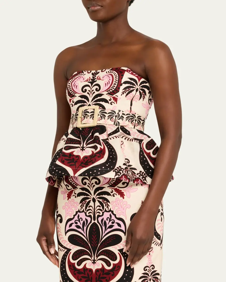 Cara Cara Tilda Strapless Floral Peplum Top | Thumbnail 4
