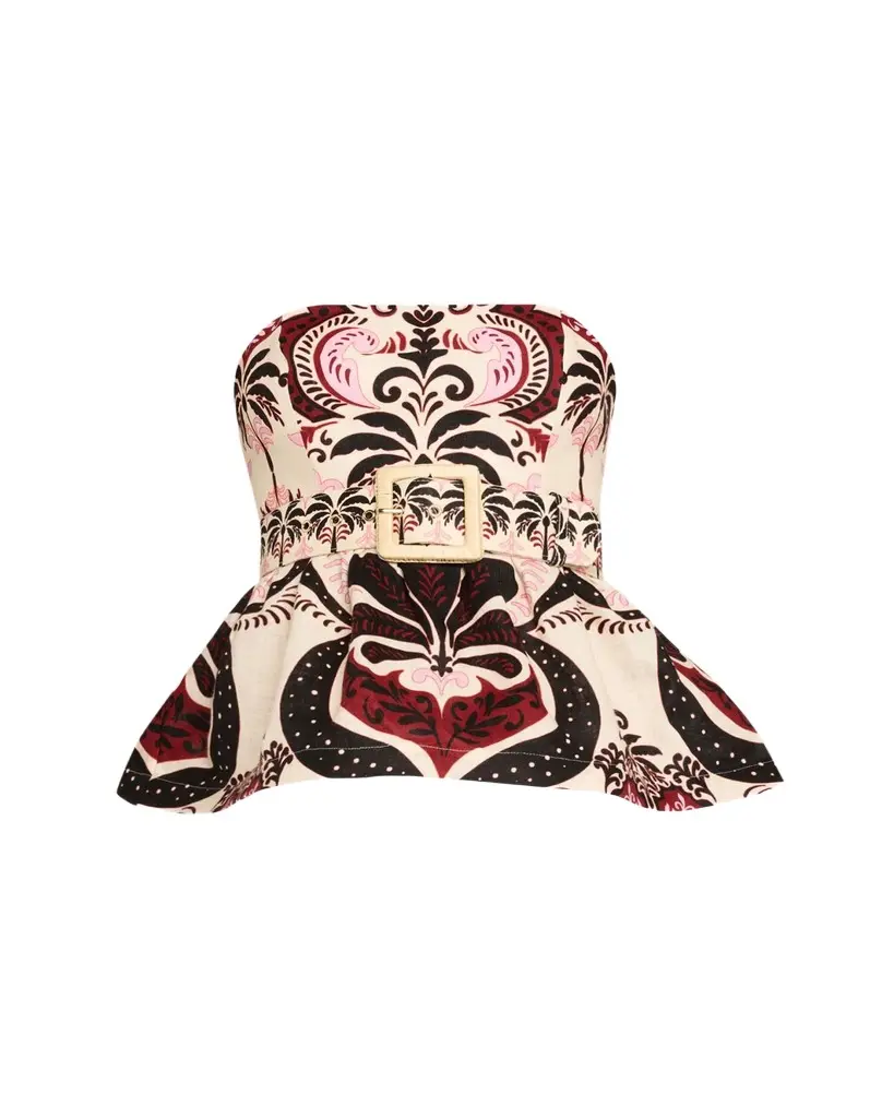 Cara Cara Tilda Strapless Floral Peplum Top | Image 1 Cara Cara Tilda Strapless Floral Peplum Top | Image 1
