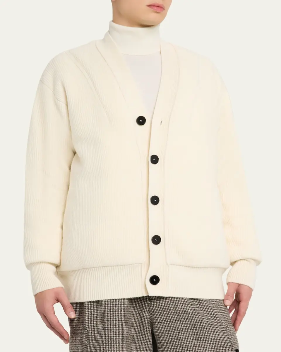 Moncler Genius x JIL SANDER Men's Wool Rib Cardigan | Thumbnail 4 Moncler Genius x JIL SANDER Men's Wool Rib Cardigan | Thumbnail 4
