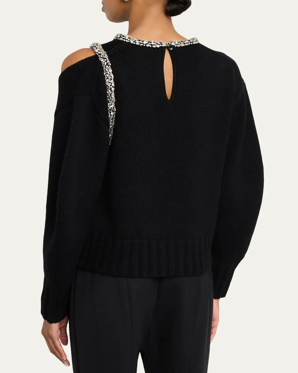 SIMKHAI Monroe Embellished Cut-Out Sweater | Thumbnail 3
