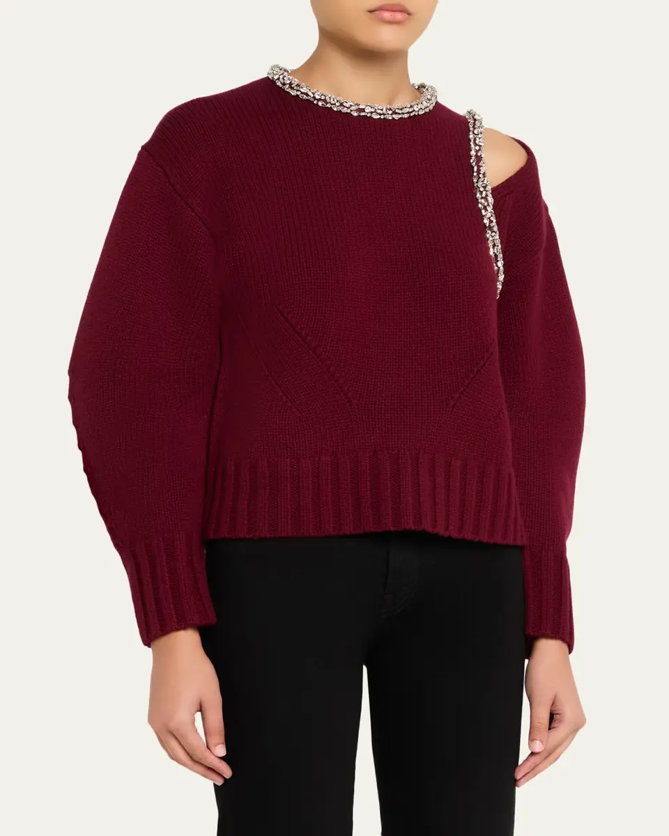 SIMKHAI Monroe Embellished Cut-Out Sweater | Thumbnail 8