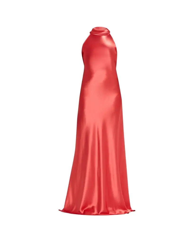 Scarf Halter Satin Trumpet Gown Scarf Halter Satin Trumpet Gown