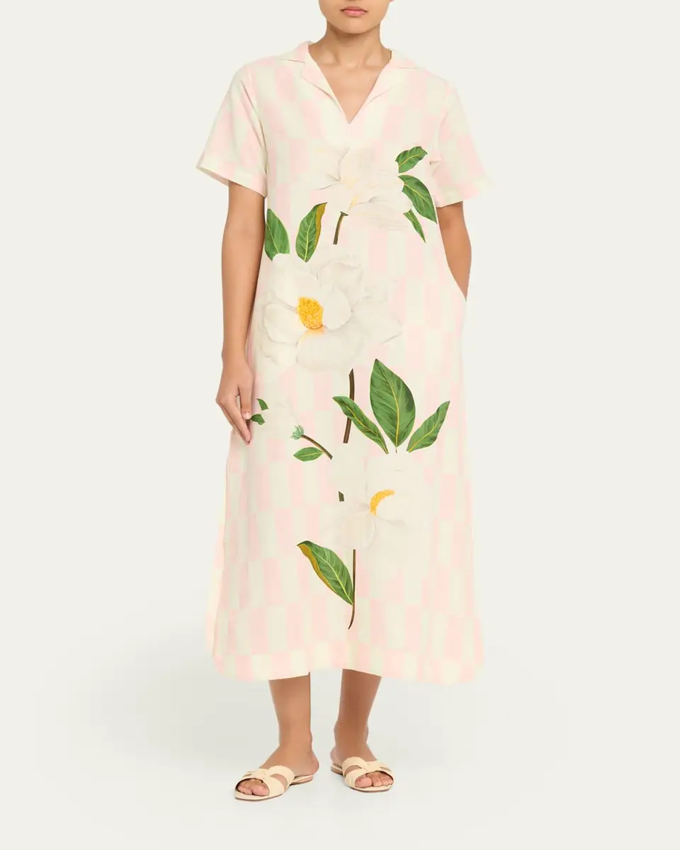 Verandah Magnolia Check Midi Kaftan | Thumbnail 2