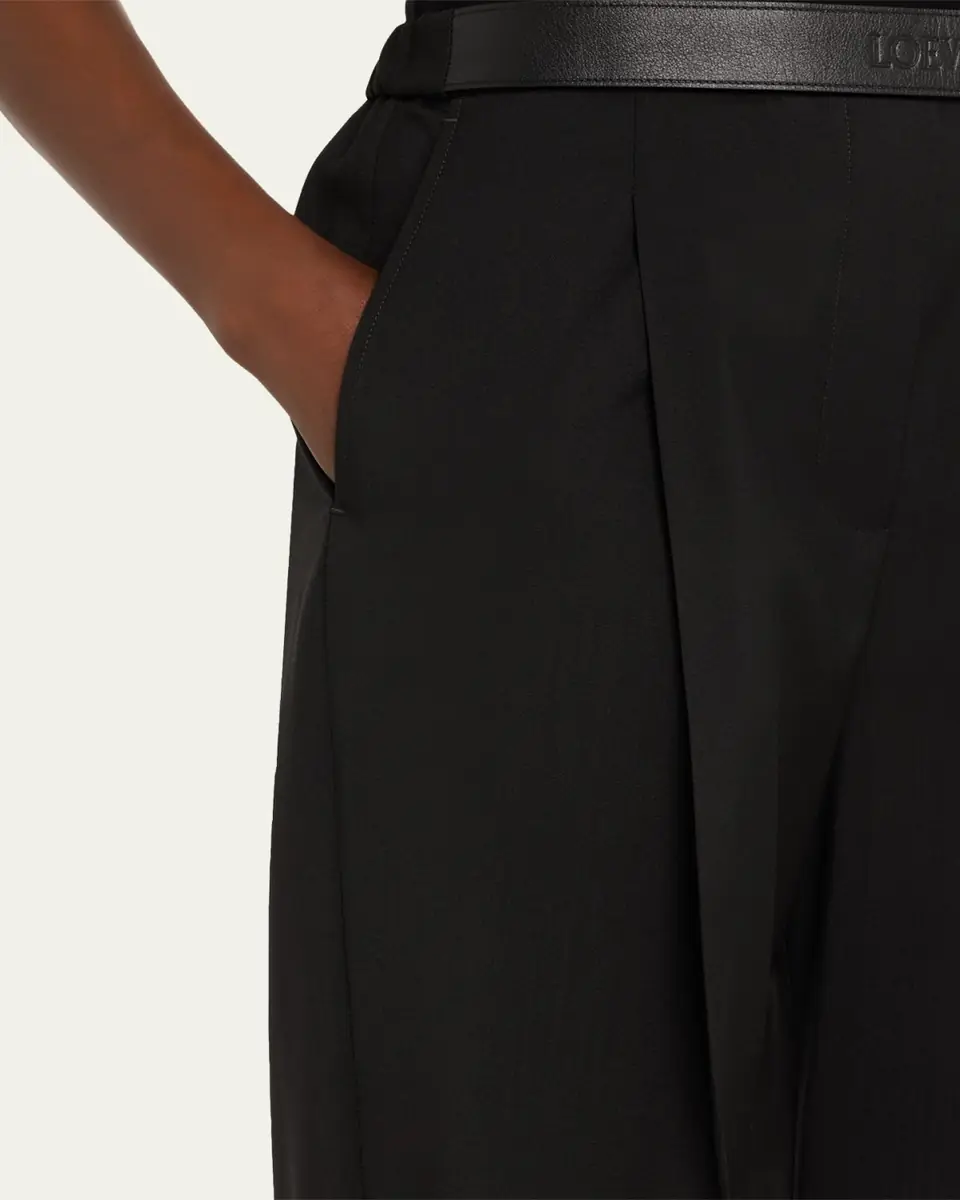 Loewe Leather Logo-Band Straight-Leg Tailored Trousers | Thumbnail 5 Loewe Leather Logo-Band Straight-Leg Tailored Trousers | Thumbnail 5