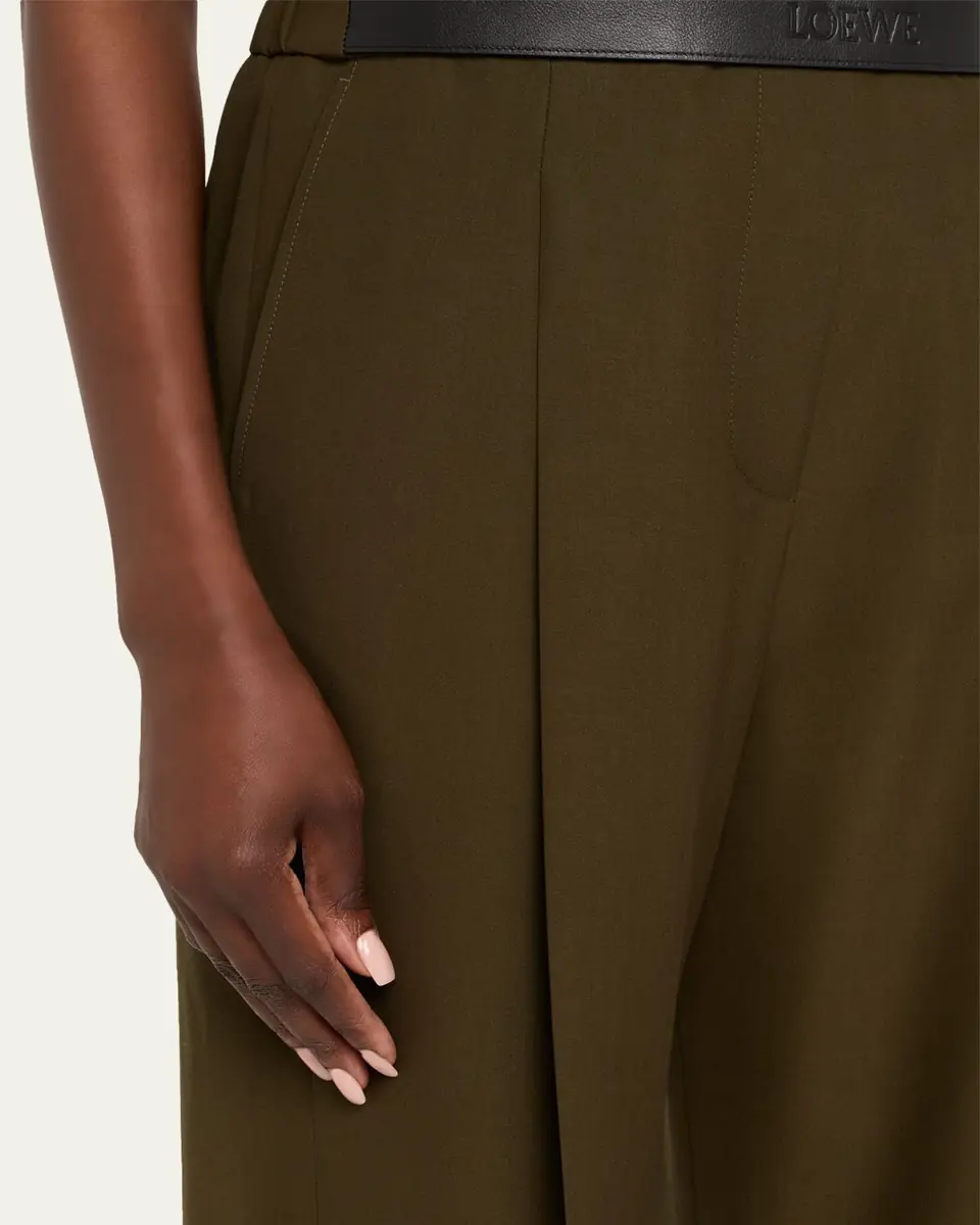 Loewe Leather Logo-Band Straight-Leg Tailored Trousers | Thumbnail 5 Loewe Leather Logo-Band Straight-Leg Tailored Trousers | Thumbnail 5