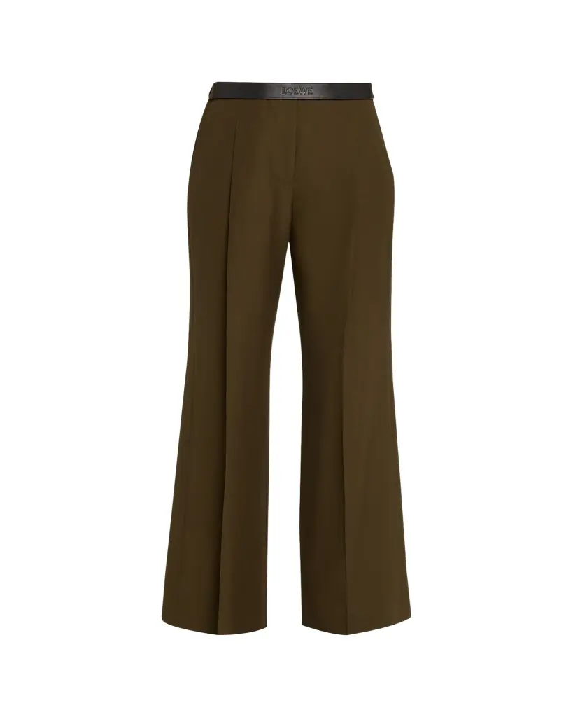 Loewe Leather Logo-Band Straight-Leg Tailored Trousers | Image 1 Loewe Leather Logo-Band Straight-Leg Tailored Trousers | Image 1