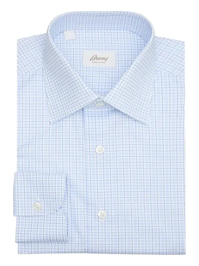 Men's Cotton Micro-Plaid Point Collar Dress Shirt Men's Cotton Micro-Plaid Point Collar Dress Shirt