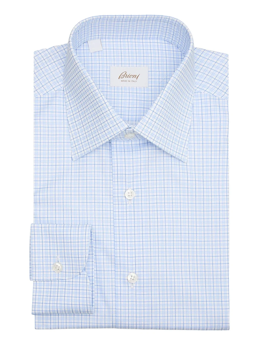 Men's Cotton Micro-Plaid Point Collar Dress Shirt