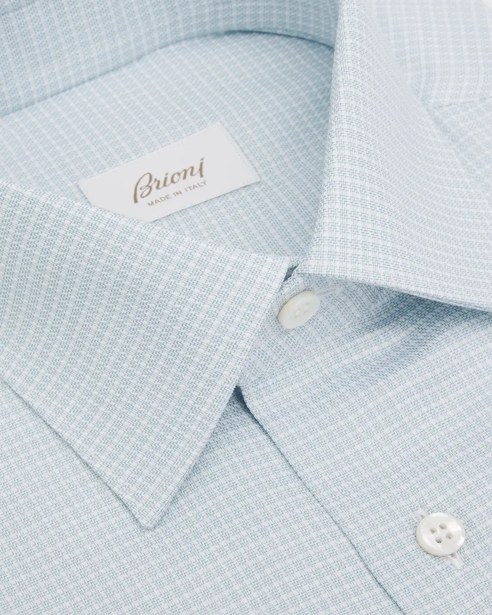 Brioni Men's Cotton Textured-Check Point Collar Dress Shirt | Thumbnail 3 Brioni Men's Cotton Textured-Check Point Collar Dress Shirt | Thumbnail 3
