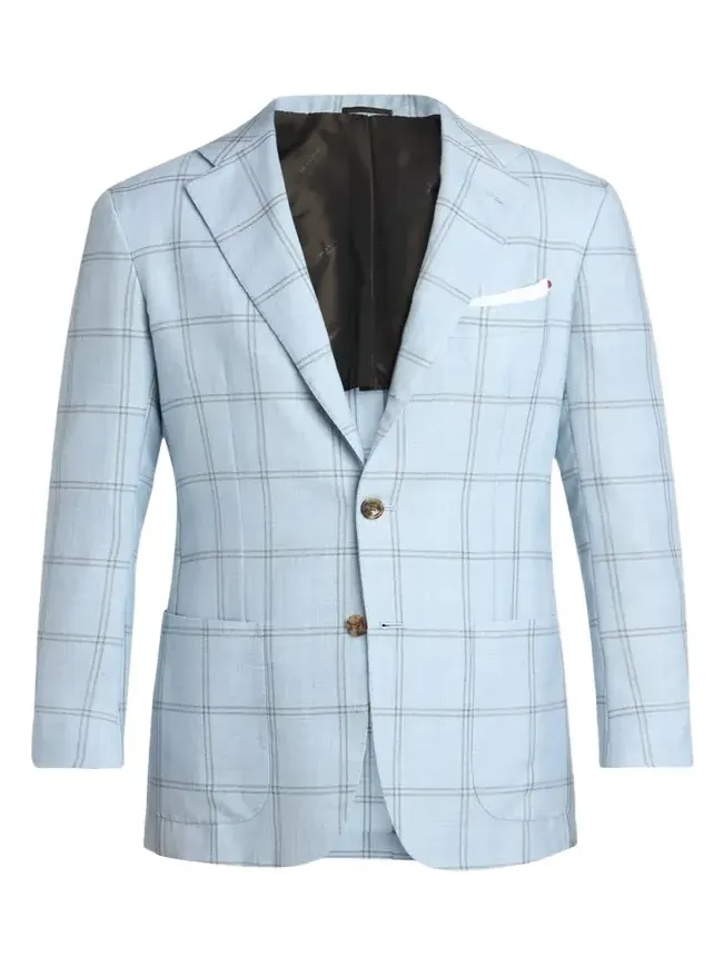 Men's Windowpane Check Cashmere and Linen Sport Coat Men's Windowpane Check Cashmere and Linen Sport Coat
