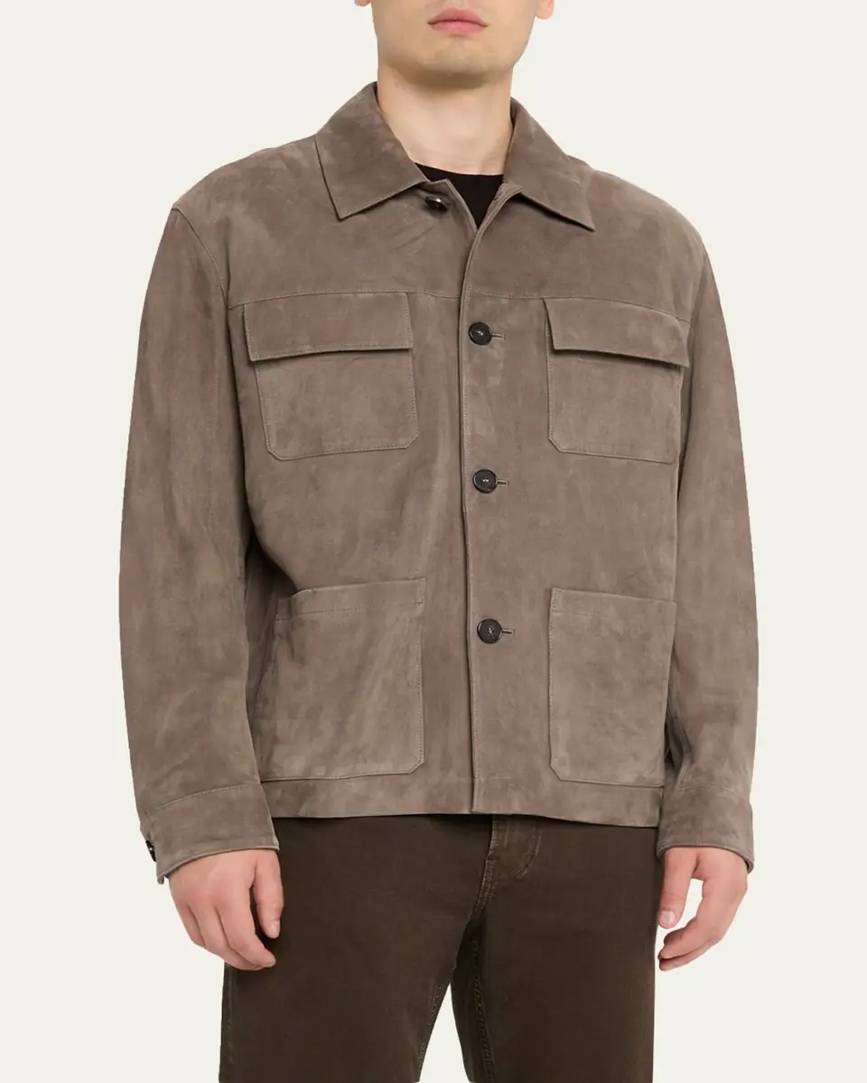 Frame Men's Taupe Suede Chore Coat | Thumbnail 4 Frame Men's Taupe Suede Chore Coat | Thumbnail 4