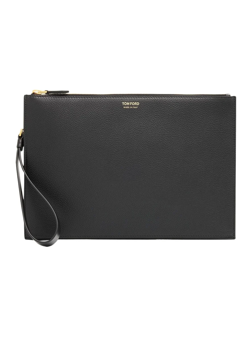 Men's Leather Flat Pouch with Strap