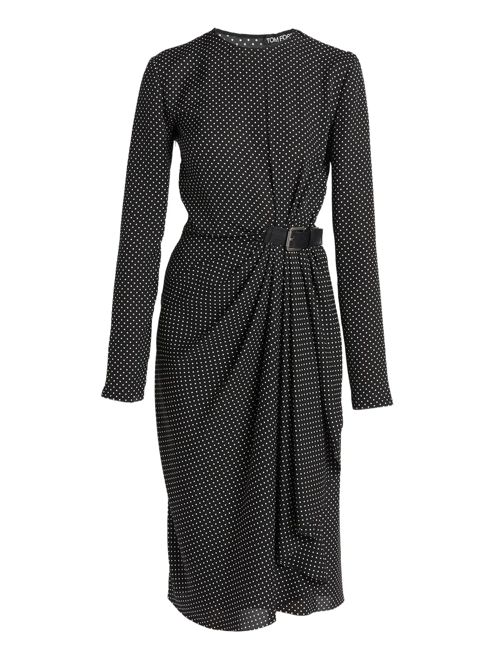 Polka Dot Silk Gathered Buckle Midi Dress Polka Dot Silk Gathered Buckle Midi Dress