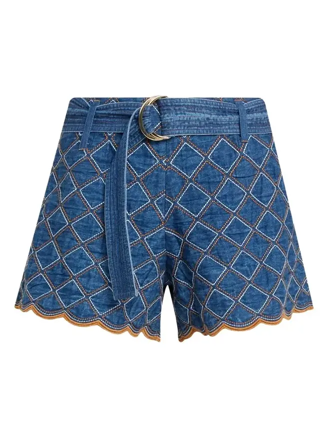 Cara Cara Violet Quilted Denim Shorts