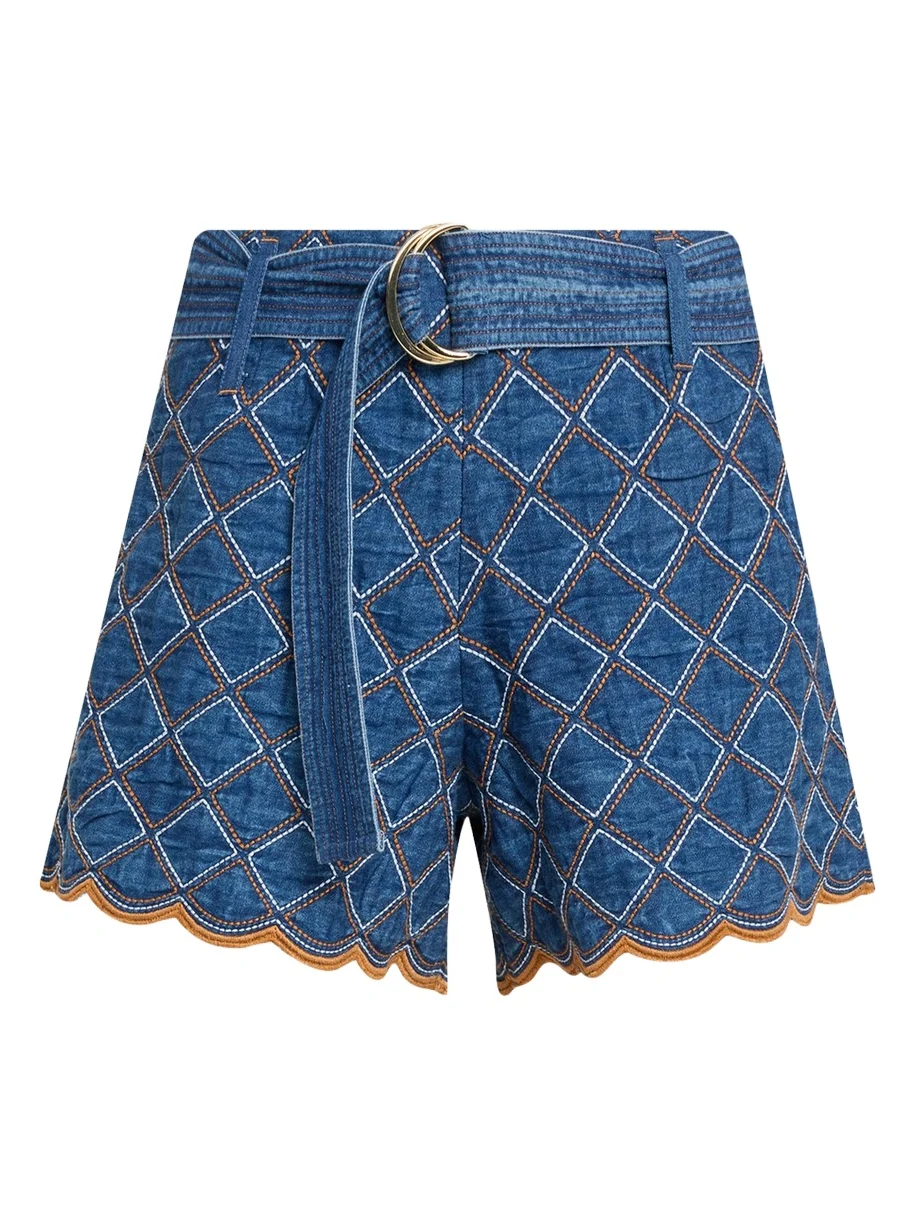 Cara Cara Violet Quilted Denim Shorts