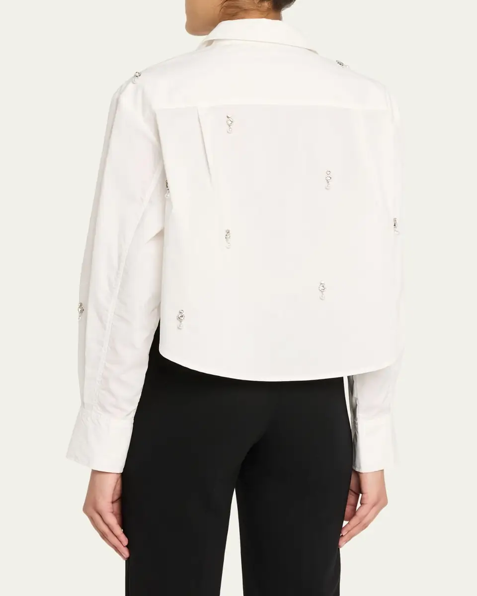 Simkhai Renata Embellished Cropped Shirt | Thumbnail 3 Simkhai Renata Embellished Cropped Shirt | Thumbnail 3