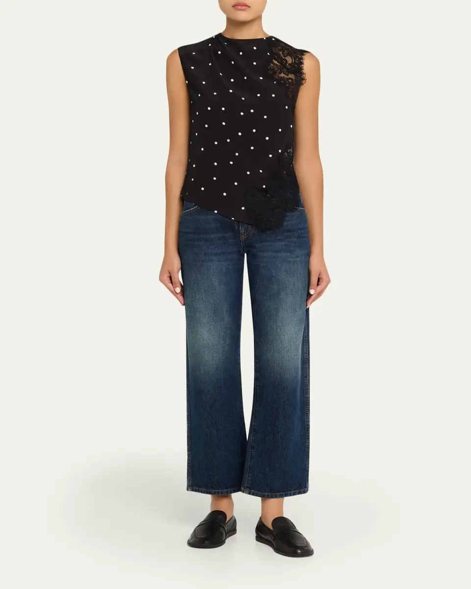 A.L.C. Gracie Polka-Dot Crepe and Lace Blouse | Thumbnail 2 A.L.C. Gracie Polka-Dot Crepe and Lace Blouse | Thumbnail 2