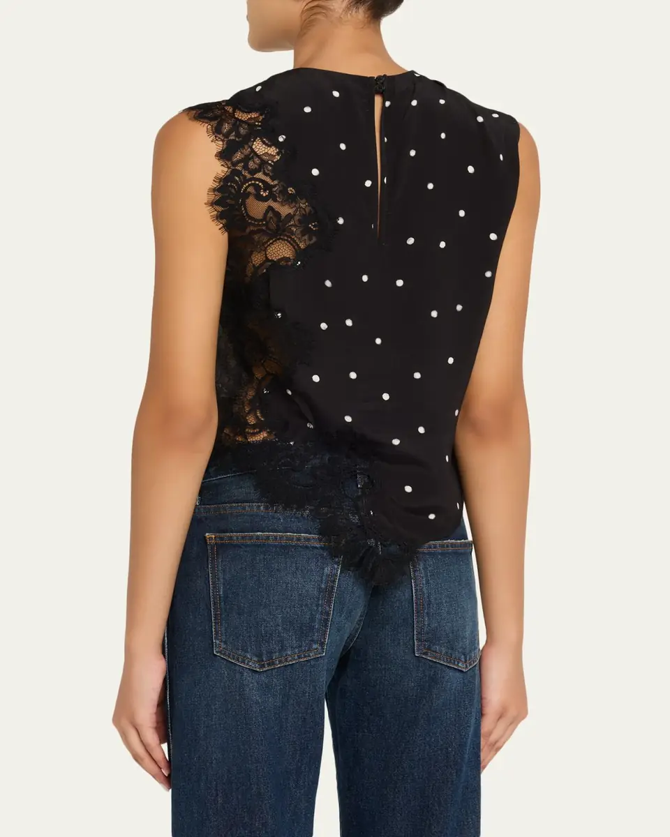 A.L.C. Gracie Polka-Dot Crepe and Lace Blouse | Thumbnail 3 A.L.C. Gracie Polka-Dot Crepe and Lace Blouse | Thumbnail 3