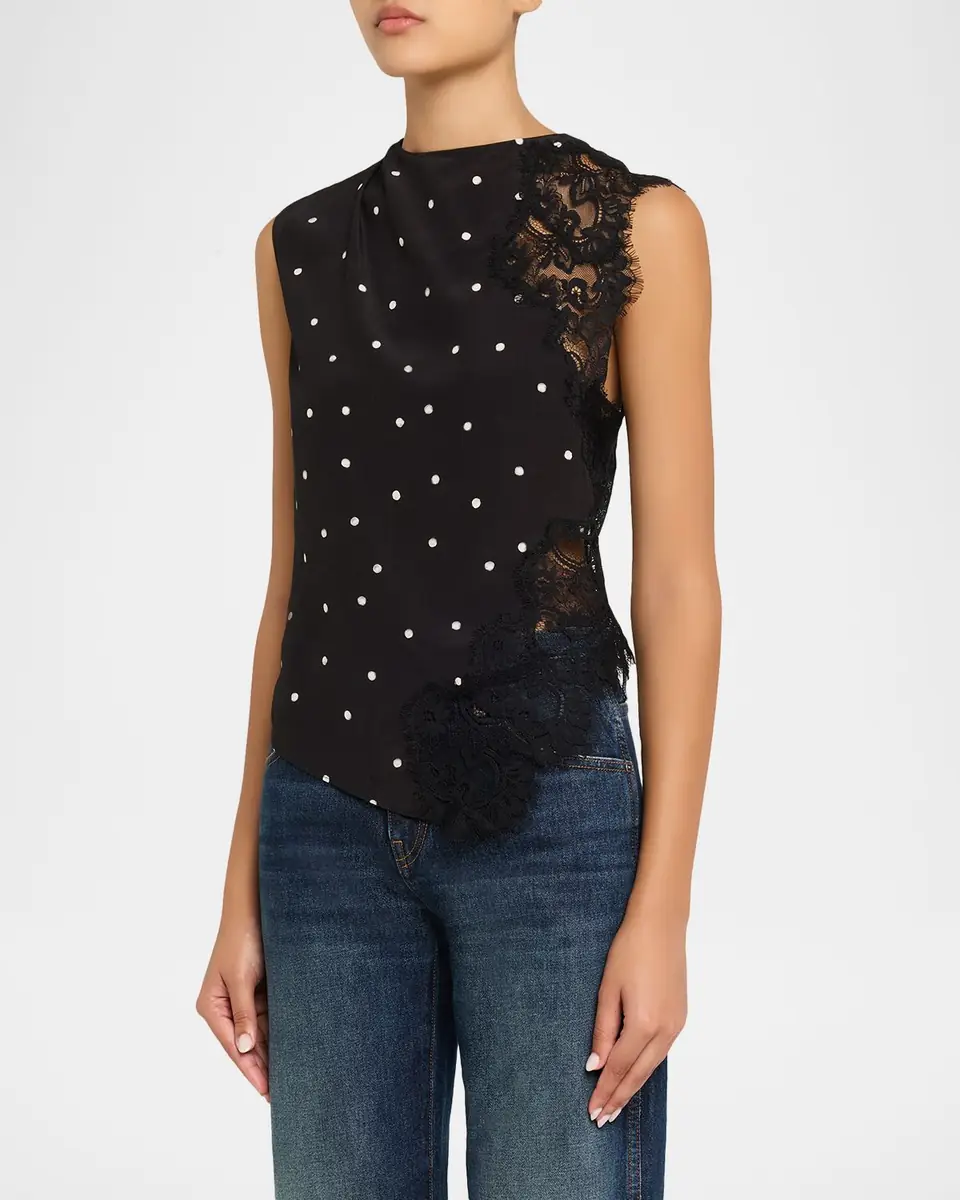 A.L.C. Gracie Polka-Dot Crepe and Lace Blouse | Thumbnail 8 A.L.C. Gracie Polka-Dot Crepe and Lace Blouse | Thumbnail 8