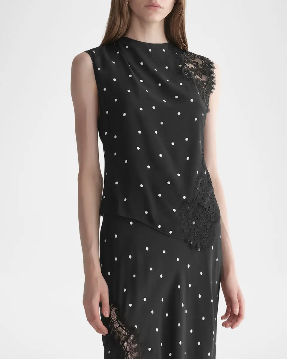 A.L.C. Gracie Polka-Dot Crepe and Lace Blouse | Thumbnail 9 A.L.C. Gracie Polka-Dot Crepe and Lace Blouse | Thumbnail 9