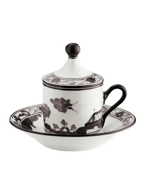GINORI 1735 Oriente Italiano Empire-Style Coffee Cups & Saucers, Set of 2