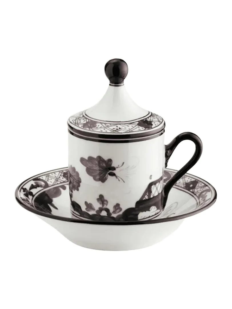 GINORI 1735 Oriente Italiano Empire-Style Coffee Cups & Saucers, Set of 2