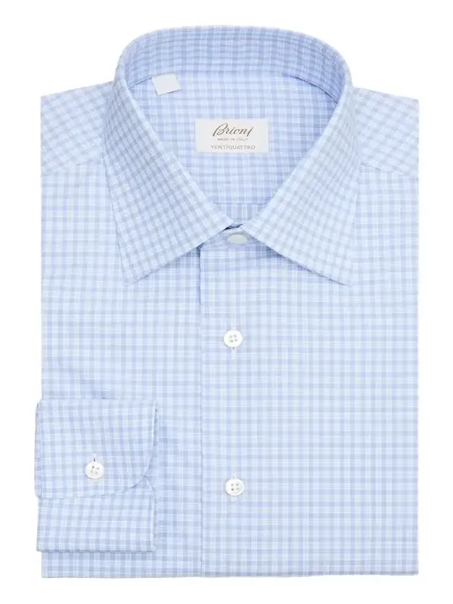 Men's Ventiquattro Cotton Micro-Plaid Dress Shirt Men's Ventiquattro Cotton Micro-Plaid Dress Shirt