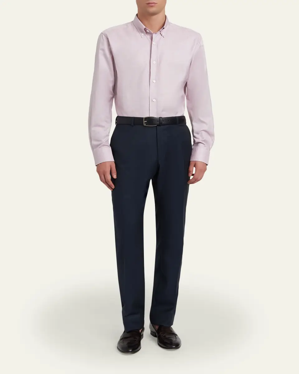 Brioni Men's Textured Cotton Button-Collar Dress Shirt | Thumbnail 2 Brioni Men's Textured Cotton Button-Collar Dress Shirt | Thumbnail 2